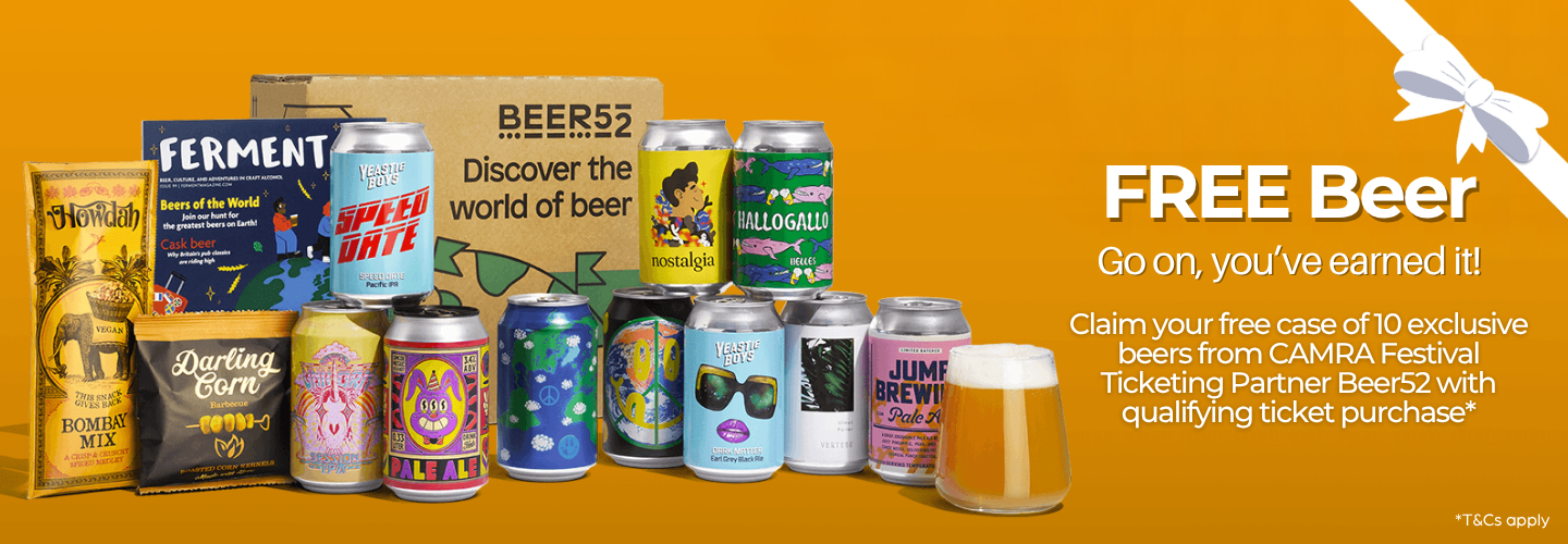 A selection of beers, showing the Beer52 offer available with festival tickets